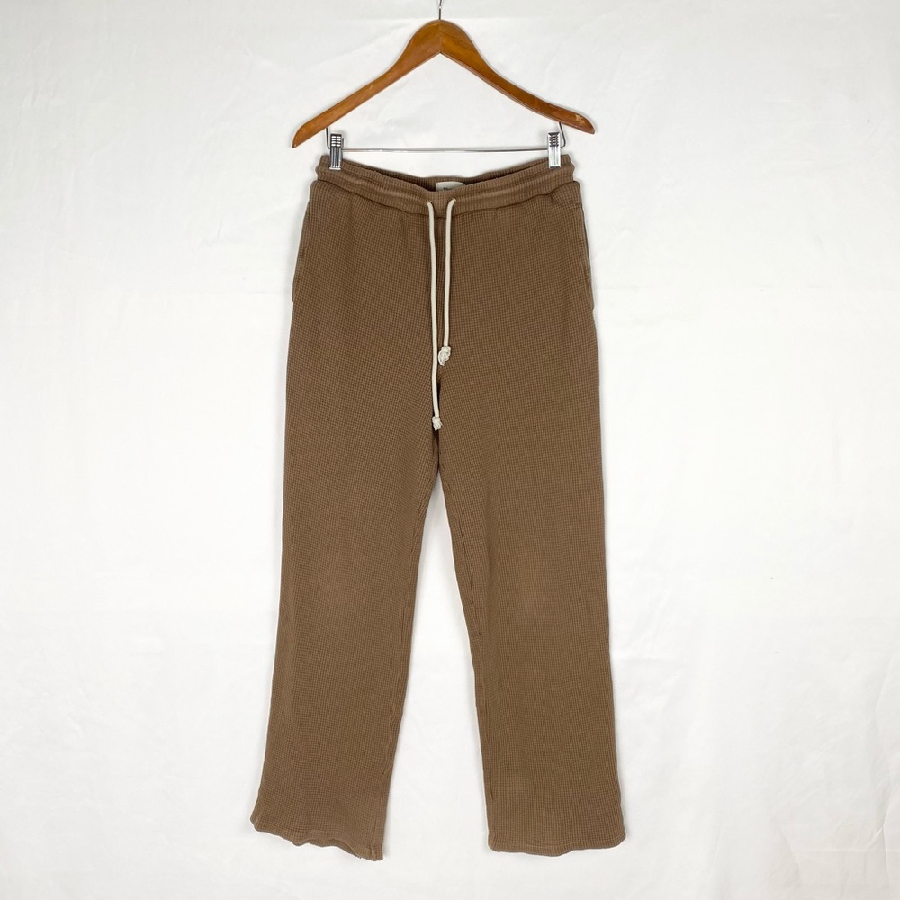 Elwood Waffle Knit Straight Leg Pant Drawstring‎ Size Small Brown